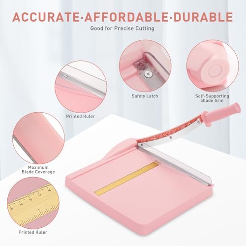 Paper Cutter, Paper Slicer with Safety Guard and Blade Lock, 12" Cut Length Guillotine Paper Cutter with 16 Sheet Capacity, Paper Cutters and Trimmers for Cardstock Cardboard