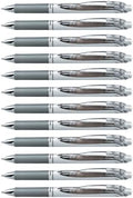 Pentel EnerGel RTX Retractable Liquid Gel Ink Pen, (0.7mm) Medium line, Gray Ink, Box of 12 Pens (BL77-N)