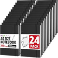 24 Pack Lined Journal Notebook for Work, 200 Pages, Medium 5.5 in x 8.3 in, A5 College Ruled, Hardcover Journaling Notebooks for Writing, Note Taking, Fit for Business Work School Home (Black)