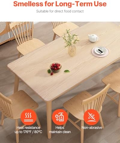 VEVOR Clear Table Cover Protector, 18" x 36" Customizable Plastic Desk Protector, 1.5 mm Thick Clear PVC Cover, Waterproof Desktop Guard for Writing, Coffee, Dining Room Desk