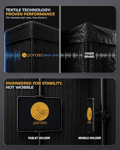 Portable Vocal Booth for Recording, Portable Recording Booth for Home Studio, Acoustic Treatment to Reduce Echo, Sound Isolation Booth, 5-Min Assembly w/Travel Bag, Lights, Phone Holder (2026 Update)