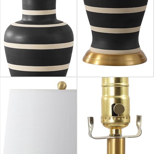 JONATHAN Y Julian Classic Ceramic Urn Metal LED Table Lamp 29", Black/Beige