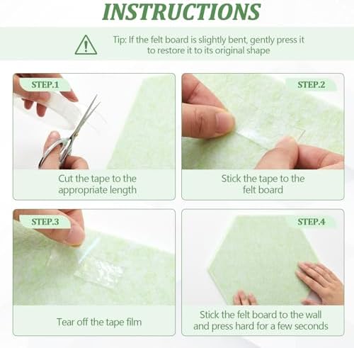 12x10 in 16 Pcs Hexagon Cork Board Tiles, Felt Pin Boards, Green