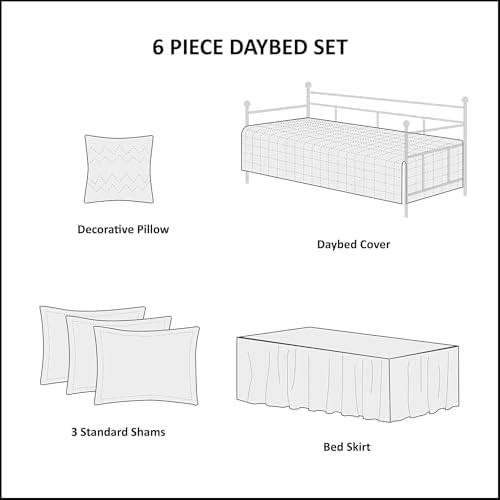 Madison Park Coastal Damask Quilted Daybed Cover Set, 6PC, 39"x75"