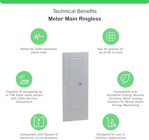Square D - HOM4080M200PC 200 Amp 40-Space 80-Circuit Indoor Main Breaker Load Center, Gray
