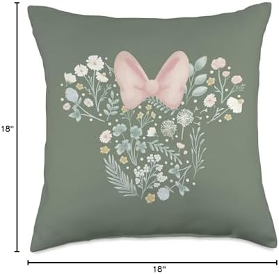 Disney Minnie Mouse Icon Spring Flowers Sage Green Throw Pillow