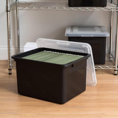 IRIS USA 4-Pack 35 Qt. Letter/Legal File Box with Latching Lid, Black