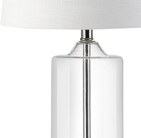 JONATHAN Y Walsh 25" Glass and Metal Bedside Table Lamp, Clear/Chrome