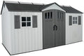Lifetime Outdoor Storage Shed, 15x8 Ft, Gray, Resin Backyard Tool Shed with Lockable Doors and Weather-Resistant Panels