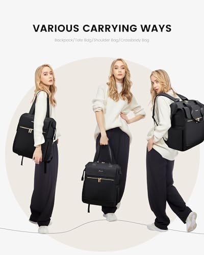 LOVEVOOK 18 Inch Laptop Backpack for Women, Large Capacity Travel Backpack with Organizer Bag, Waterproof Carry on Backpack Purse Work Bag with USB Port for College Teacher Nurse, 2PCS,Black
