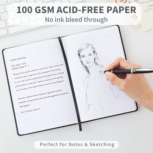 Heture Hardcover Black Notebooks, A5 Lined Notebook for Work 12 pack