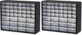 Akro-Mils 44-Drawer Plastic Drawer Storage Cabinet for Garage Organization, Bead Organizer, Building Bricks Storage, Teacher Toolbox, Makeup Organizer, 20" W x 6" D x 16" H, 10144 Black (Pack of 2)