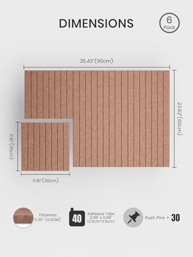 Bumusty 36"x 24" Large Felt Bulletin Board Tiles,Terracotta