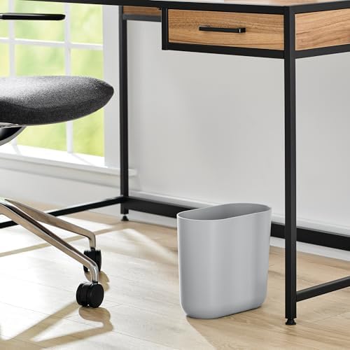 iDesign Small Slim Plastic Bathroom Trash Can, Gray