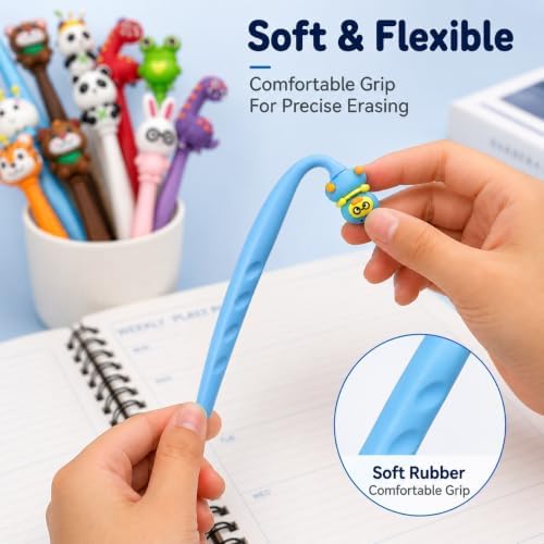 Animal Bobblehead Pencil Erasers,30 Pack Kawaii Cartoon Erasers Bulk Set, Classroom Prizes, Birthday Gifts