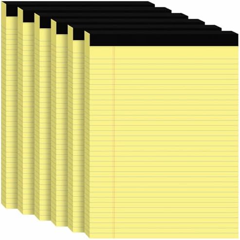 6pcs Legal Pads 8.5 x 11, Perforated Yellow Notepad 8.5x11, 50Sheets/Pad