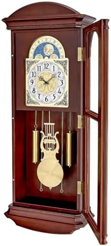 Bulova Litchfield Large Regulator Wall Clock, Model C4332 | Classic Pendulum Design | Harmonic Hourly Chime | Brown Cherry Finish
