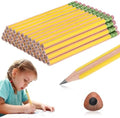 Seajan 48 Pcs 2B Jumbo Pencils, Big, Fat, Thick, Triangular Grip 7 Inch Large Pencils Refill with Eraser for Beginners Office Christmas Gifts(Yellow)