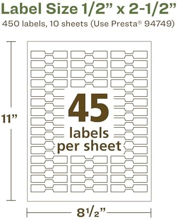 Avery EcoFriendly Matte White Recycled Barbell Labels, 0.5" x 2.5", Matte White Labels, Permanent Label Adhesive, Laser/Inkjet, 450 Printable Labels (Pack of 2)