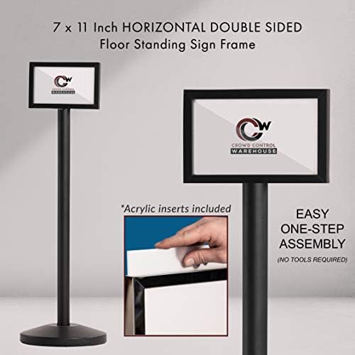 CCW 7 X 11 Inch Horizontal Pedestal Floor Sign Frame, Polished Brass