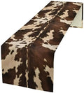 Cow Print Table Runner, Brown Cowhide Western Style Runner Country Farmhouse Cottage Patten Decoration for Home Kitchen Dining,13x36 Inch