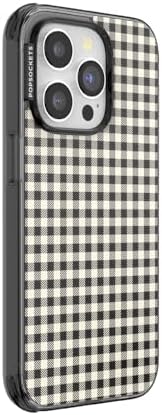 PopSockets iPhone 14 Pro Phone Case with MagSafe- Black Gingham