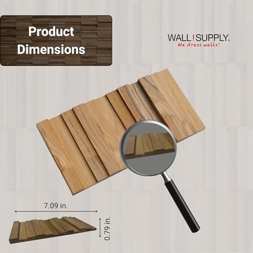 Wall!Supply 3D Wall Panels – Reclaimed Vertical Asian Teak Wood – Home Decor Wallpaper Alternative for Living Room, Bedroom & Office – Easy DIY Installation – 16 Pack, Covers 11.15 Sq Ft