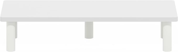 Furinno TURN-N-TUBE Monitor Stand Riser, 23.6" Wide Rectangle Monitor Riser, Laptop Stand for Desk, Office Desktop Accessories Organizers, Toolless Assembly, For Study Room, Dorm, White