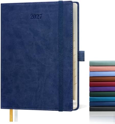 2027 PU Leather Planner, 8.5" x 6.5", Hourly Planner for Work