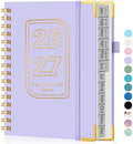 Academic Planner 2026-2027, Weekly and Monthly Hardcover Planner, July 2026 - June 2027, 5.75" x 8.38" A5 Large Daily Calendar Planner Book with Tabs, Spiral Yearly Agenda Organizer Notebook for School Work Home, Purple