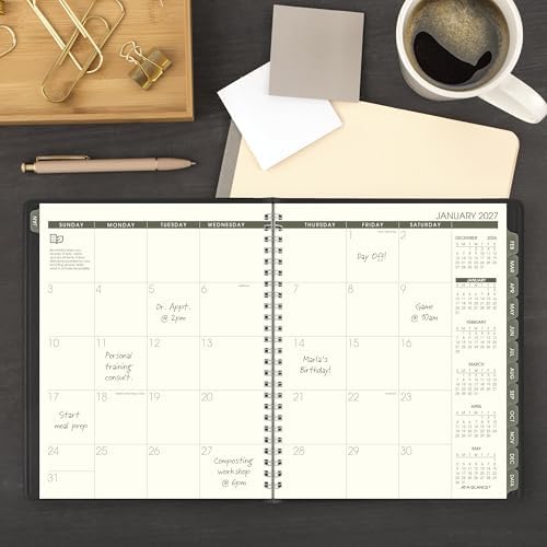 AT-A-GLANCE 2027 Planner, Monthly, 7" x 8.75", Tabbed, Unruled Daily Blocks, Recycled Black (70120G0527)