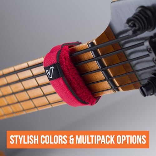 Gruv Gear Fret Wrap & Guitar Mute, Fretwrap for Acoustic, Electric & Bass | String Dampener Recording, Tapping & Practice Accessory (3 Pack, Small Red, Fits 4 String Bass, 6 String Guitar)