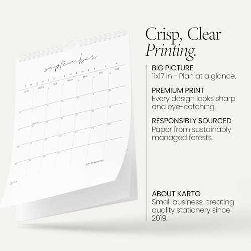 Karto Wall Calendar 2026-2027 11x17 in - Cursive 3.0