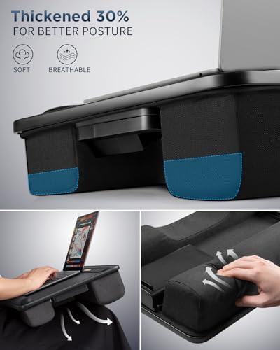 SAIJI Lap Desk with LED Light, Portable Laptop Tray with Cushion