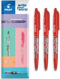 PILOT Frixion Heat/Friction Erasable Rollerball Pen FR7 - Medium Line 0.7mm Tip Nib - In Envelope Gift Packaging - Pack of 3 (Red)
