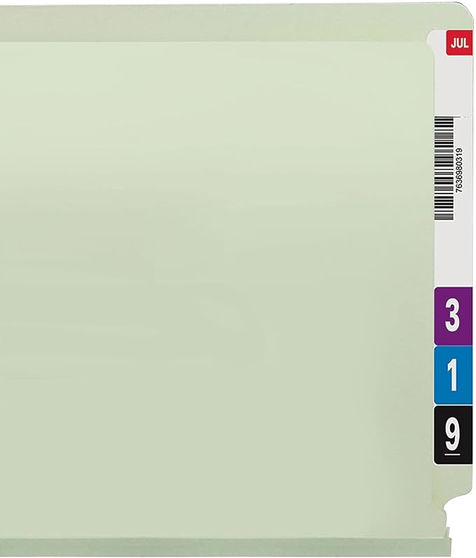 Smead End Tab Pressboard File Folder, Straight-Cut Tab, 2" Expansion, Letter Size, Gray/Green, 25 per Box (26210)