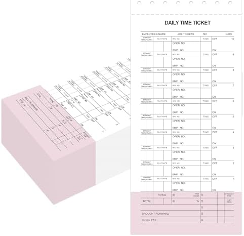 AmazingSpark 500 Pack Daily Time and Job Ticket 12 Flag Mechanics Time Sheets Cards for Employees Weekly Format Repair Shop Office Business, 4 1/4" x 9 1/2"