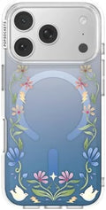 PopSockets iPhone 17 Pro Phone Case with MagSafe, Wireless Charging Compatible, Disney - Boho Wildflowers Blue