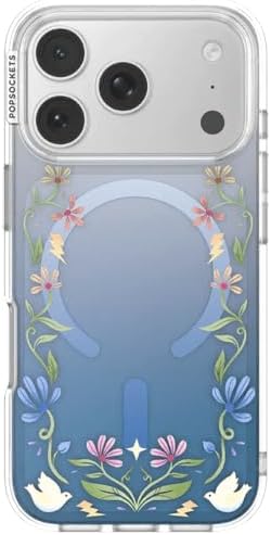PopSockets iPhone 17 Pro Phone Case with MagSafe, Wireless Charging Compatible, Disney - Boho Wildflowers Blue