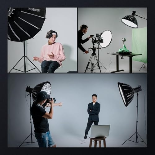 NEEWER Basics Parabolic Softbox Kit, 26"/65cm Bowens Mount Soft Box with Light Diffusers for Studio Photography Video Recording Streaming Lighting Compatible with Godox Compatible with Aputure, NS37P