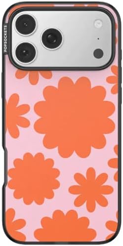 PopSockets iPhone 17 Pro Max Phone Case with MagSafe- Floating Florals | Magnetic, Wireless Charging, Camera & Drop Protection, Hot Pink, Flower, Floral