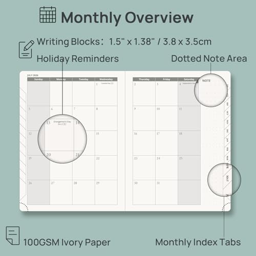 POPRUN Planner 2026-2027, 6.5" x 8.5", Academic Daily Weekly and Monthly
