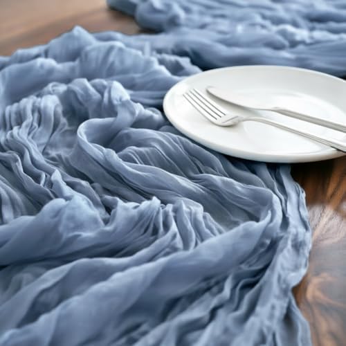 Blue Cheesecloth Table Runner Fall Boho Wedding Birthday Home Decor