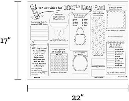 Really Good Stuff 100th Day Ready-to-Decorate Activity Posters - 24 Pack