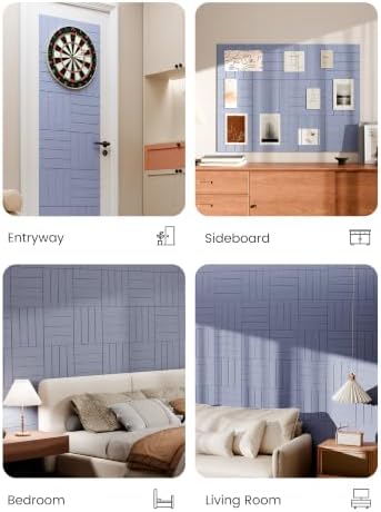 Bumusty 48" x 36" Large Cork Board Alternative, Soft Periwinkle