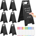 6 Pack a Frame Sandwich Board Sign with Dry Erase Surface, 24 x 12 Inch Double Sided Sidewalk Sign Chalkboard Easel Heavy Duty Plastic Dry Erase Poster Board for Outdoor Restaurant Cafe Menu (Balck)