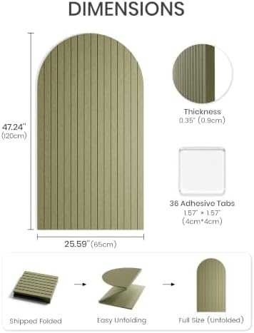 Large Arched Felt Bulletin Board 47.2''×25.5'', Olive Green