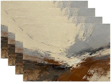 Batmerry Multicolored Modern Abstract Placemats,Artists Oil Paints Closeup Washable Linen Table Mats for Kitchen Table Double Insulation Decor Dining Set Indoor Outdoor 12X18 in Set of 4