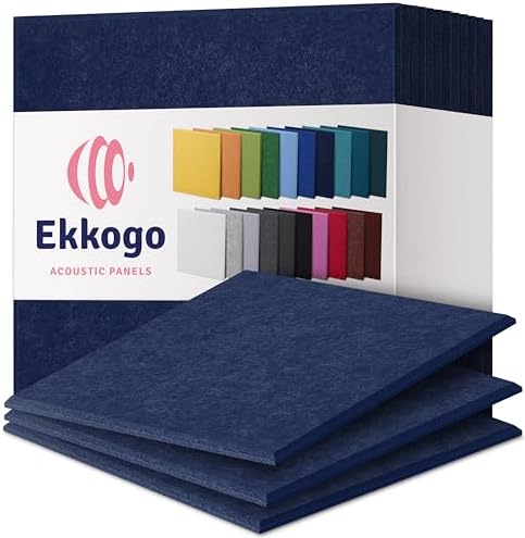Acoustic Panels 12-Pack Soundproof Wall Panels 12"X12"X0.4" Sound Panels High Density Sound Dampening Panels - [Denim Blue Square]