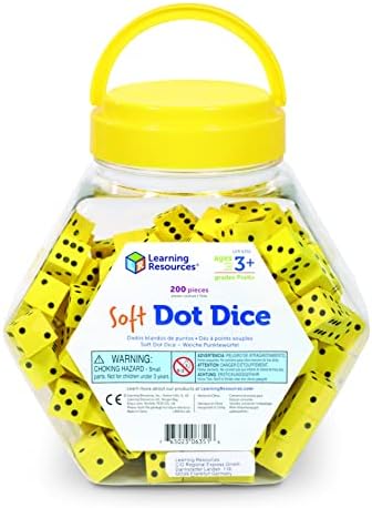 Learning Resources Hands-On Soft Dot Dice Bucket, Classroom or Homeschool Supplies, Set of 200, Ages 3+